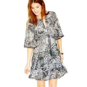 Free People Dress Boho Print Mini Cold Shoulder XS